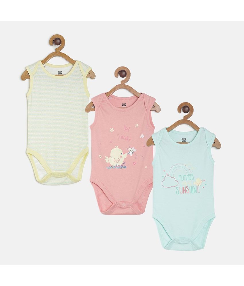     			MINI KLUB - Multicolor Cotton Bodysuit For Baby Girl ( Pack Of 3 )