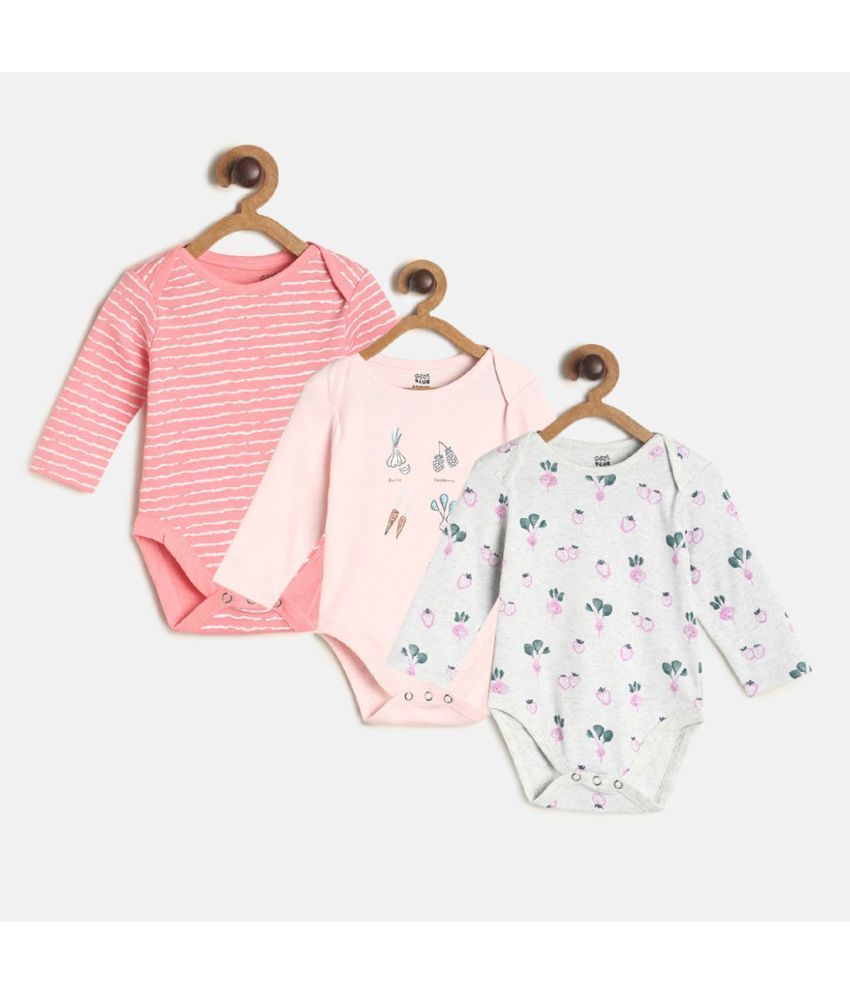     			MINI KLUB Pack of 3 Baby Girls Cotton Bodysuit ( Pink )