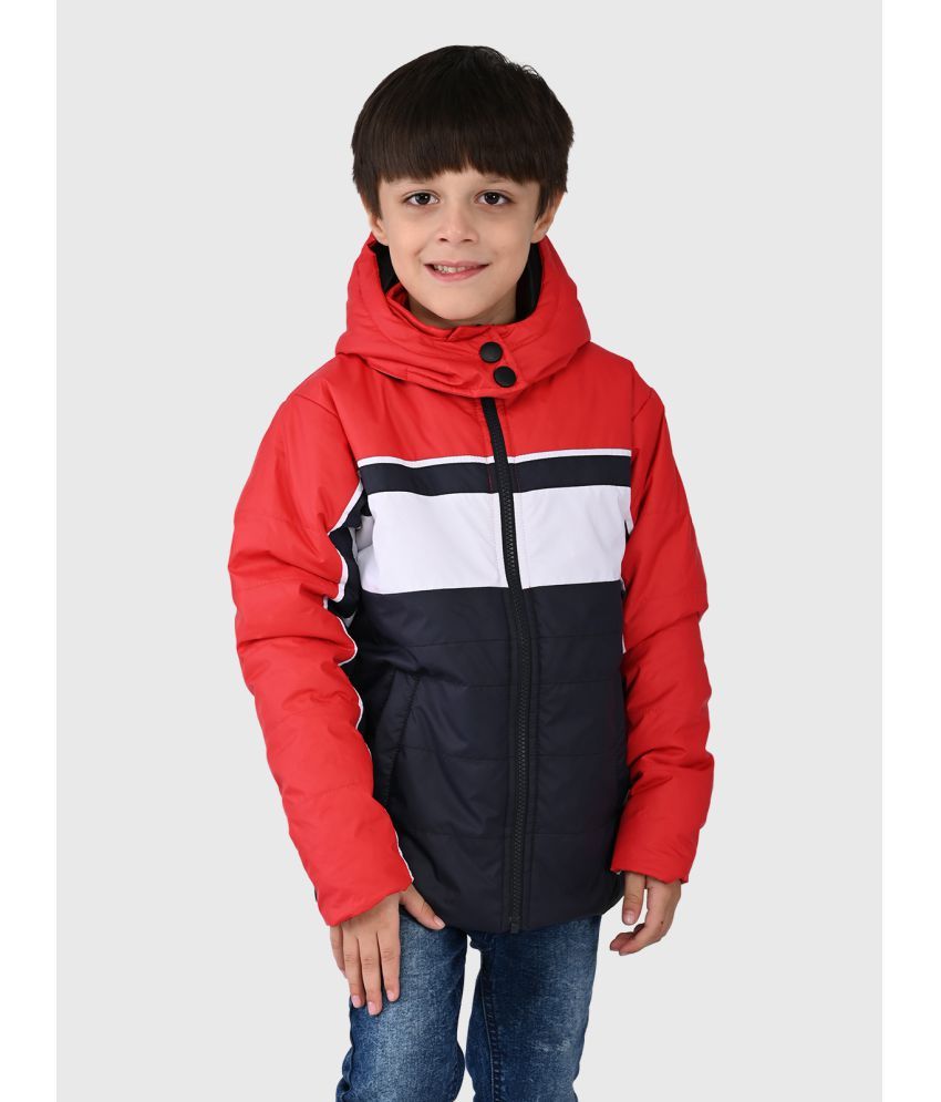     			UrbanMark Junior Boys Colorblocked Full Sleeves Puffer Heavy Winter Jacket With Hood - Multicolor