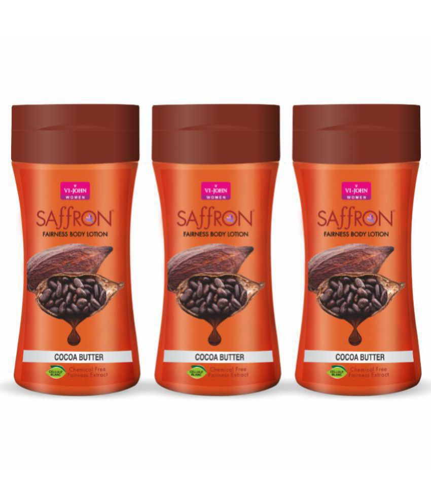     			Vi-John Saffron Fliptop Cocoa Butter Fairnes Body Lotion for Men & Women 250ml Pack of 3