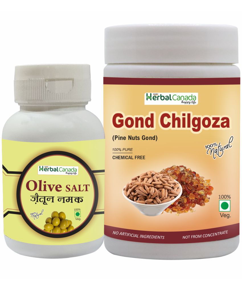     			Herbal Canada Olive Salt(60g)+Chilgoza gond(120g) Flavored Salt 180 gm Pack of 2