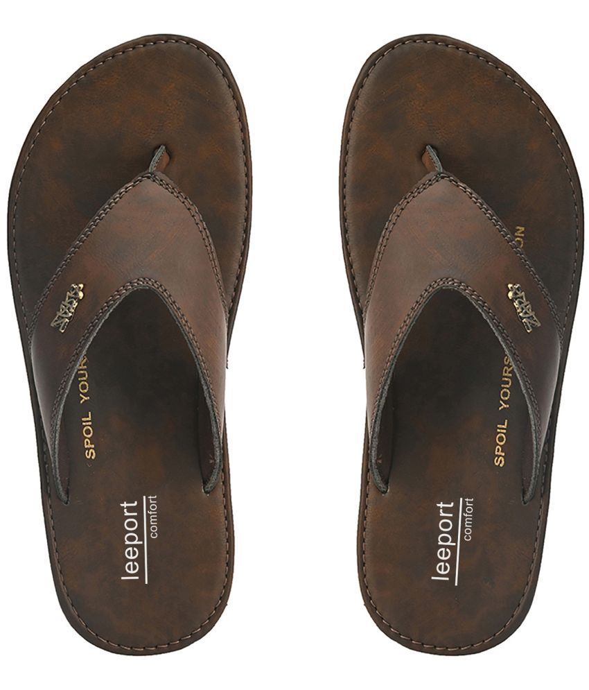     			Leeport - Brown Men's Thong Flip Flop