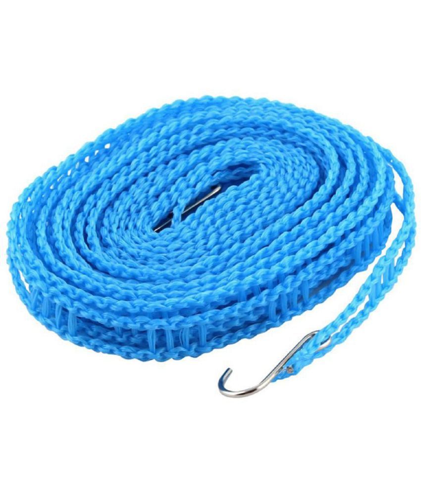     			Mundal 5 Meters Windproof Anti-Slip Clothes Washing Line Drying Nylon Rope with Hooks