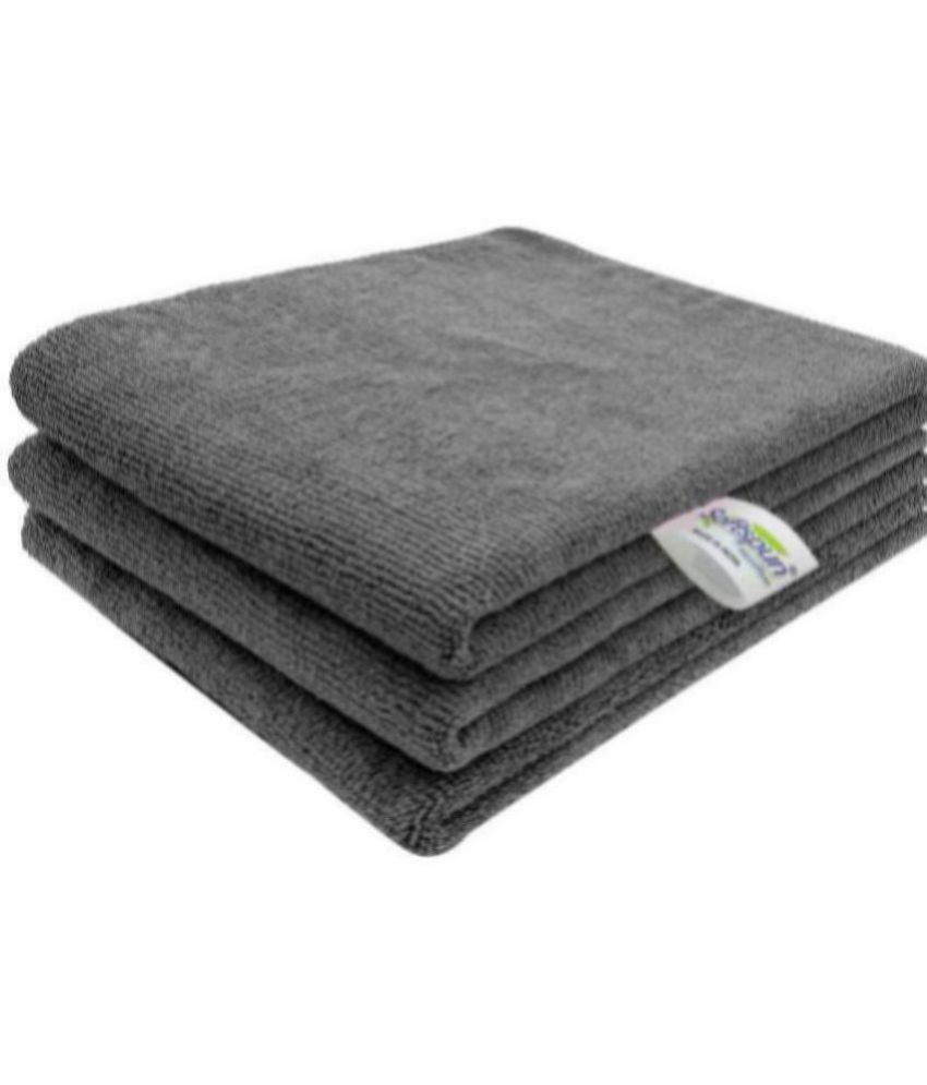     			SOFTSPUN - Grey Microfibre Face Towel ( Pack of 3 )