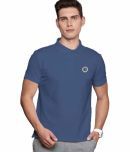 TAB91 Pack of 1 Cotton Blend Regular Fit Solid Half Sleeves Men's Polo T Shirt ( Blue )