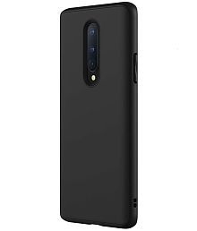 Spectacular Ace - Black Silicon Plain Cases Compatible For OnePlus 8 ( Pack of 1 )