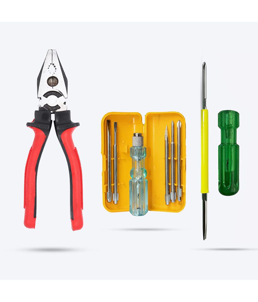     			Aldeco Hand Tool Kit- Heavy Duty Plier (Pilash), 5in1 Screw Driver Set & 2in1 Screw Driver. Combination Tools For Domestic & Industrial Purpose.