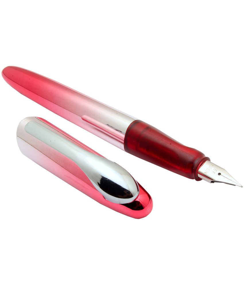     			Srpc Yiren 363A Dual Tone Silver & Red Fountain Pen With Converter & Cartridges