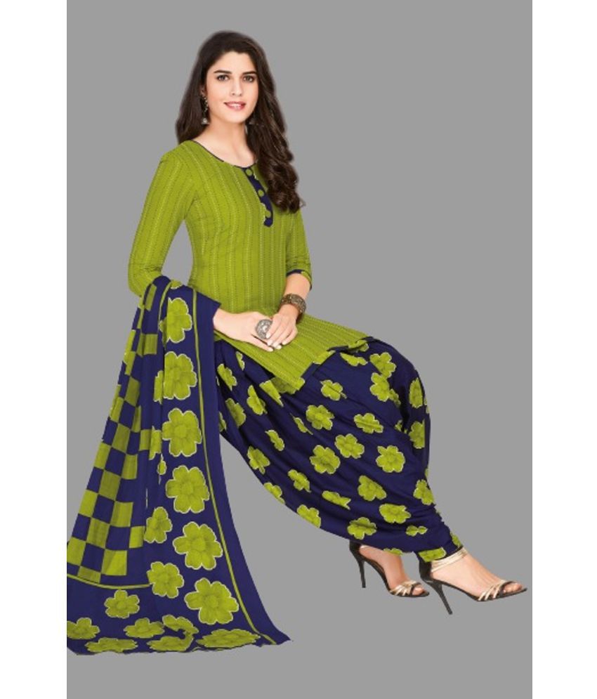     			shree jeenmata collection - Green A-line Cotton Women's Stitched Salwar Suit ( Pack of 1 )