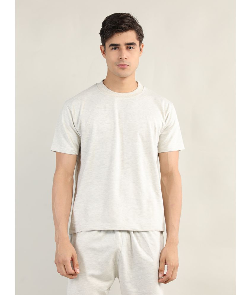 Chkokko - Off-White Cotton Blend Regular Fit Men's T-Shirt ( Pack of 1 )