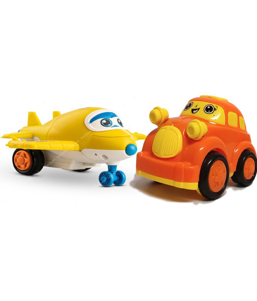 Car Toy Realistic Movements red & Unbreakable Friction Mini Racing Plane to Robot yellow