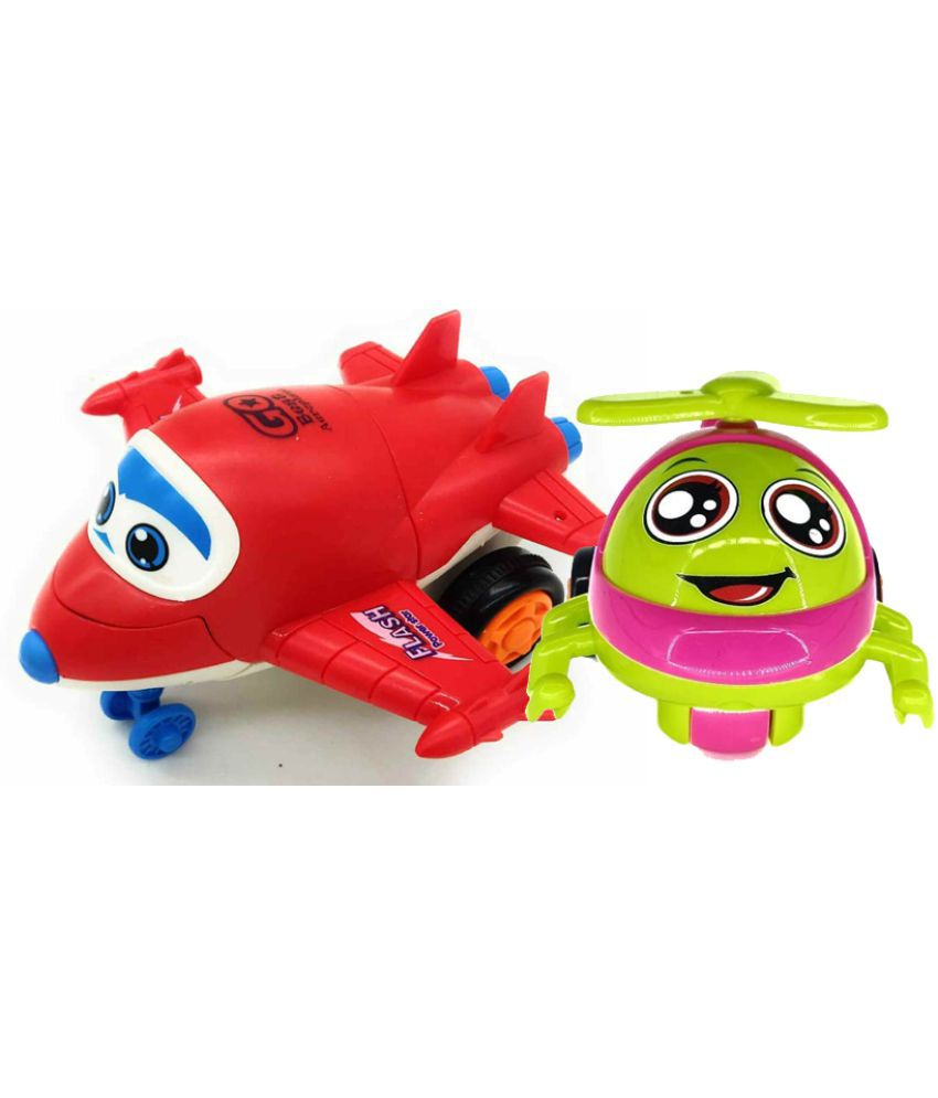 Friction powerred push Go Toy red & Unbreakable Friction Mini Racing Plane to Robot red