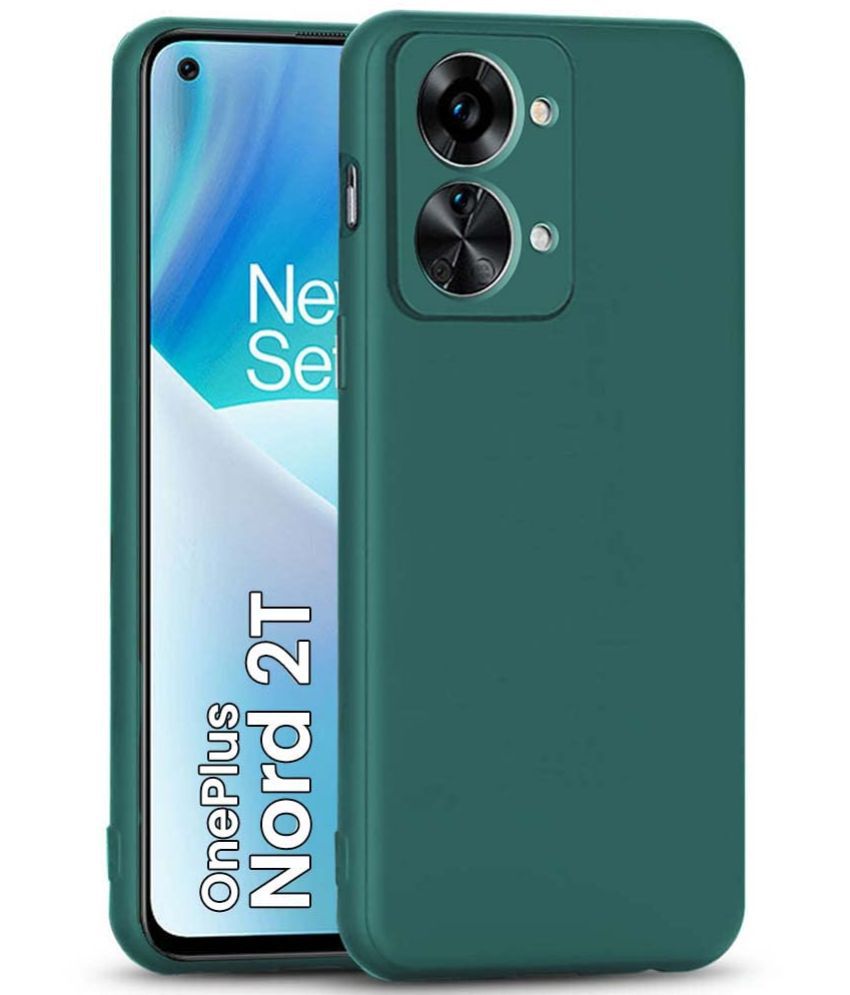     			Kosher Traders - Green Silicon Plain Cases Compatible For Oneplus Nord 2T ( Pack of 1 )