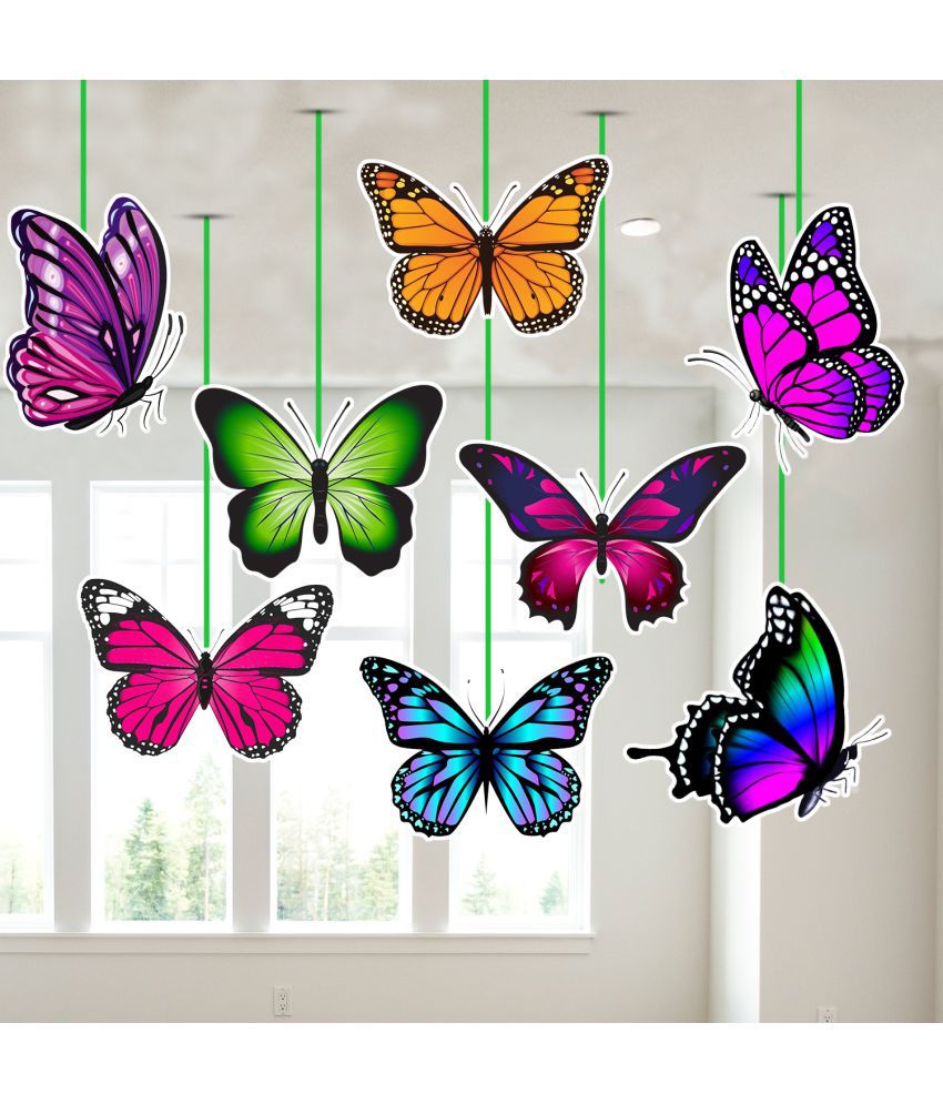     			Zyozi Butterfly Theme Birthday Ceiling Hanging Streamers Kids Theme for Baby Shower Birthday Decorations Supplies (Pack of 8)