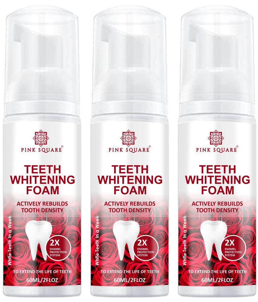     			pink square Teeth Whitening Foam with Mint to Remove Stains Breath Freshener 180 mL