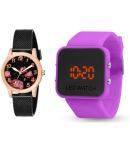 DECLASSE - Black Resin Analog-Digital Couple's Watch