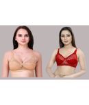 Kiran Enterprises Pack of 2 Net Non Padded Women's T-Shirt Bra ( Multicolor )