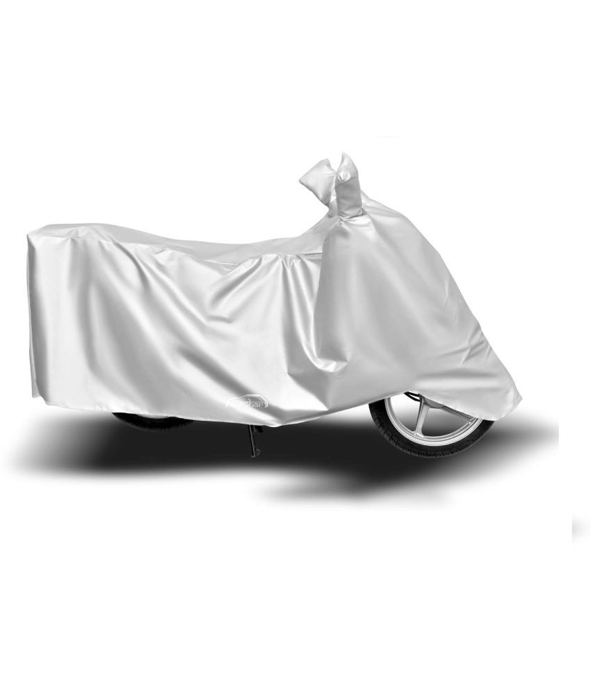     			AutoRetail - Silver Dust Proof Two Wheeler Polyster Cover With (Mirror Pocket) for Honda Shine (pack of 1)
