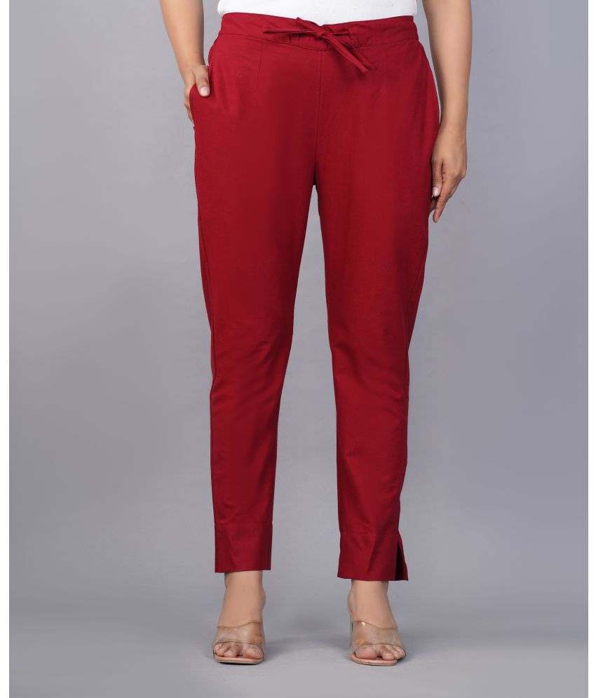     			Jaipur Threads - Maroon Cotton Regular Women's Casual Pants ( Pack of 1 )