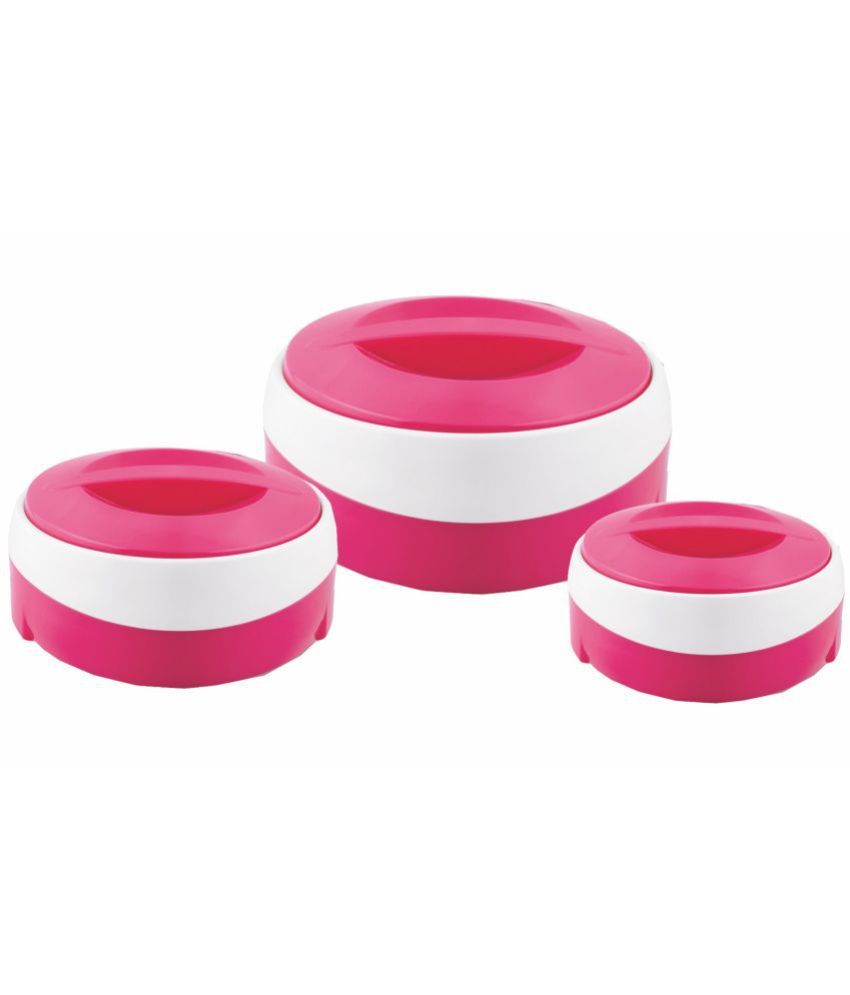     			PearlPet - Pink Plastic Serve Casserole ( Set of 3 , 1000,2000,3000 mL )