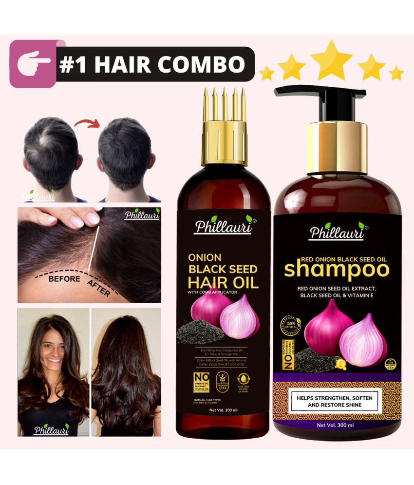     			Phillauri Red Onion Shampoo + Red Onion Hair Growth Oil For Hair Fall Control Combo ( Hair Oil (100 ML) + Shampoo (300 ML))