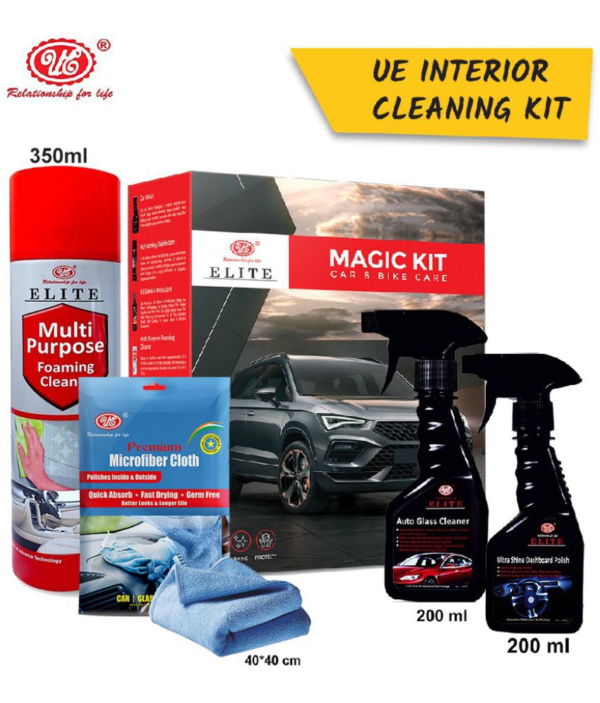     			UE Interior Cleaning Kit (Pack of 4 Items) Glass Cleaner,Dashboard Polish, Interior Foaming, Micro Fiber Cloth