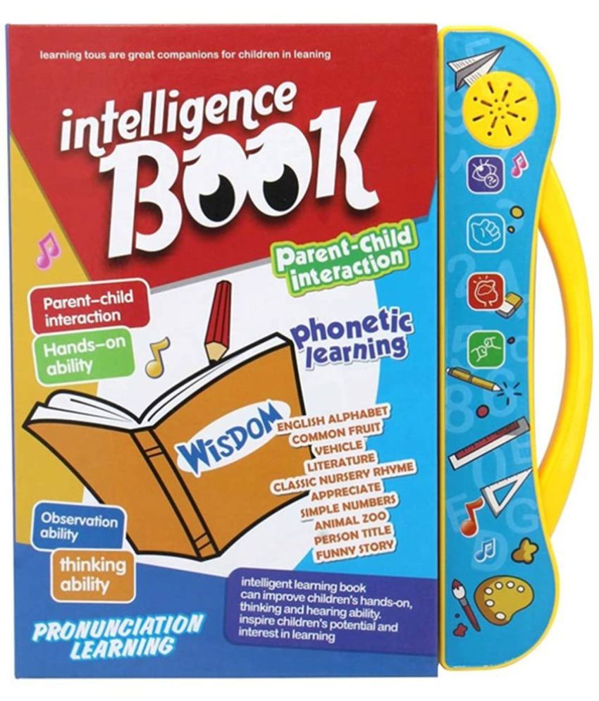     			Intelligence E-Book for 3+ Year Kids - Learning Book with Sound, Educational English Reading Book - Alphabets, Numbers, Animals, Fruits, Person Title, Vehicles & Rhyme (Multicolor)