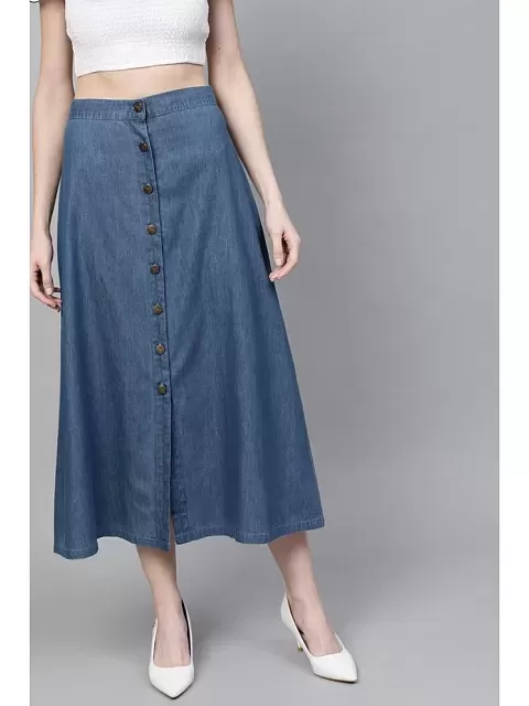Premium Denim - Jennifer A-Line Long Denim Skirt | Skirt outfits modest, Long  denim skirt, Long jean skirt