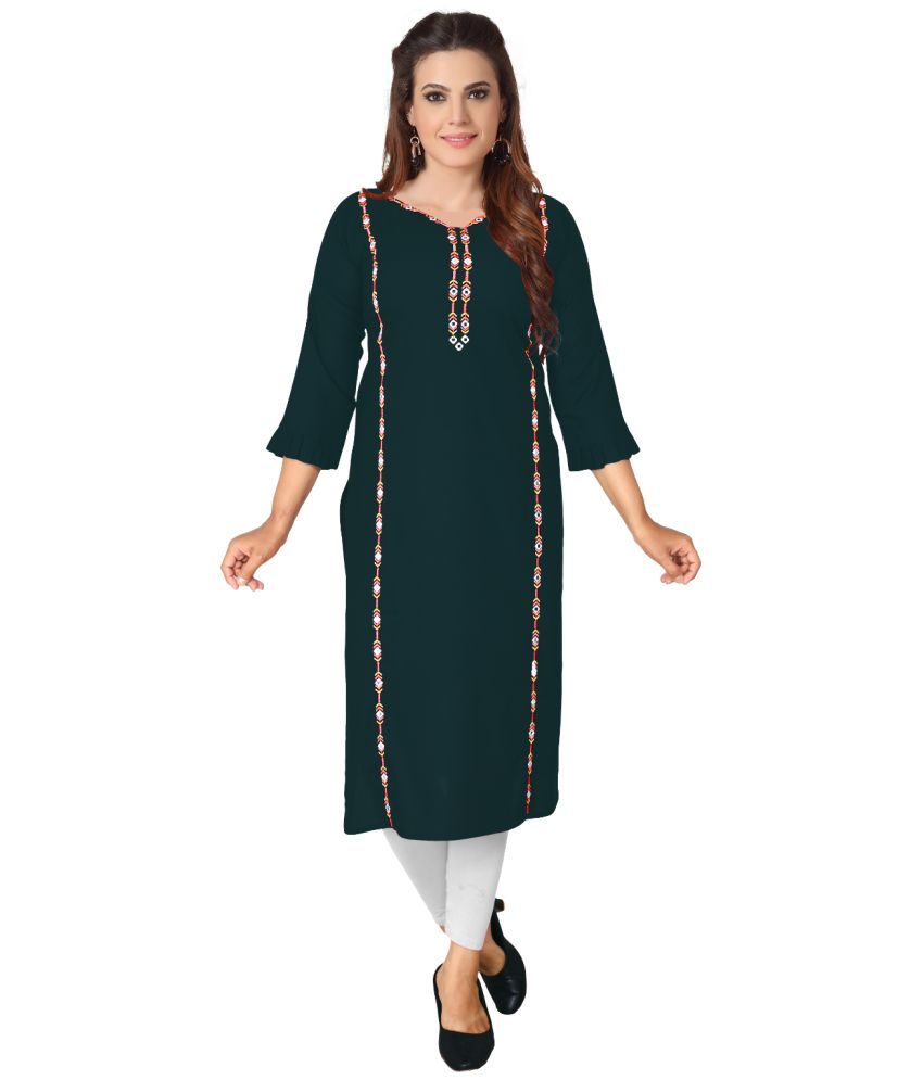     			Kapadia - Green Rayon Women's Straight Kurti ( Pack of 1 )