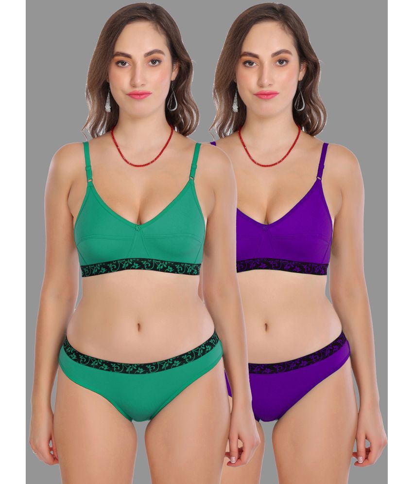     			Madam - Multicolor Cotton Women's Bra & Panty Set ( Pack of 2 )