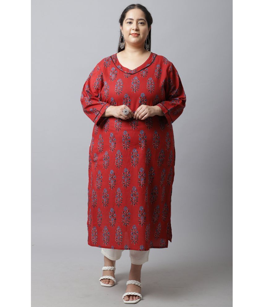     			Rajnandini - Maroon 100% Cotton Women's Straight Kurti ( Pack of 1 )