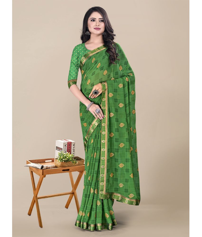     			RekhaManiyar - Green Georgette Saree With Blouse Piece ( Pack of 1 )