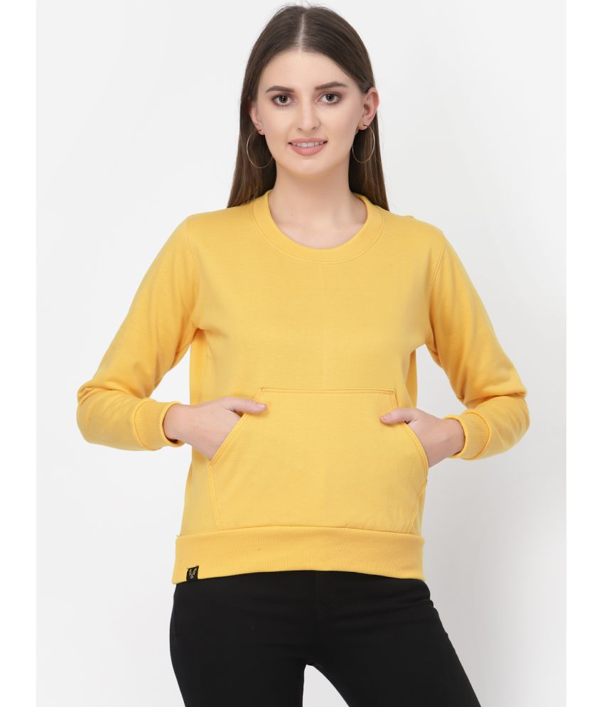     			Uzarus Cotton Yellow Zippered Sweatshirt