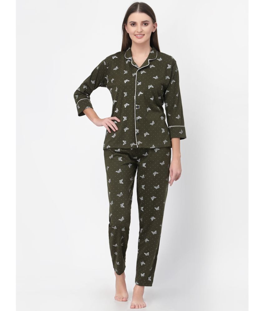     			Uzarus - Green Cotton Blend Women's Nightwear Nightsuit Sets ( Pack of 1 )