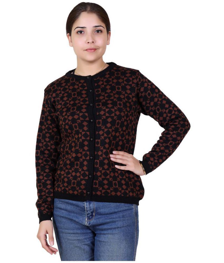     			Varenyam Acrylic Brown Buttoned Cardigans - Single