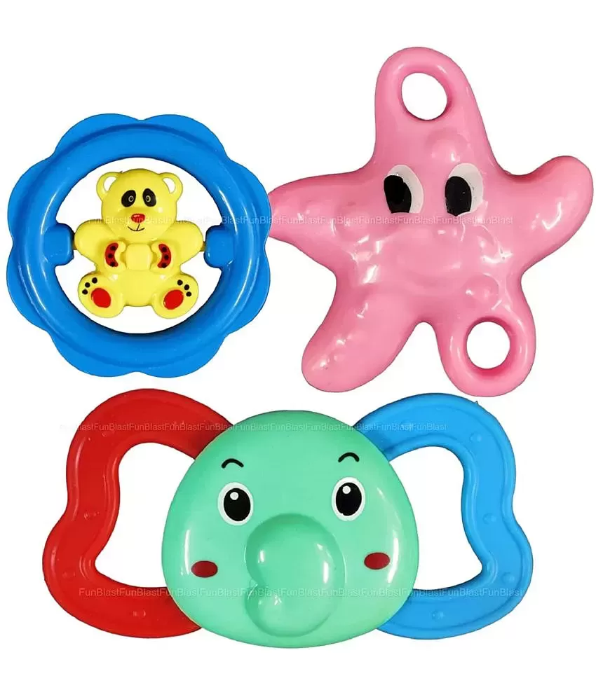 FunBlast Rattle Set for Babies 0-6 Months - Rattle and Teether