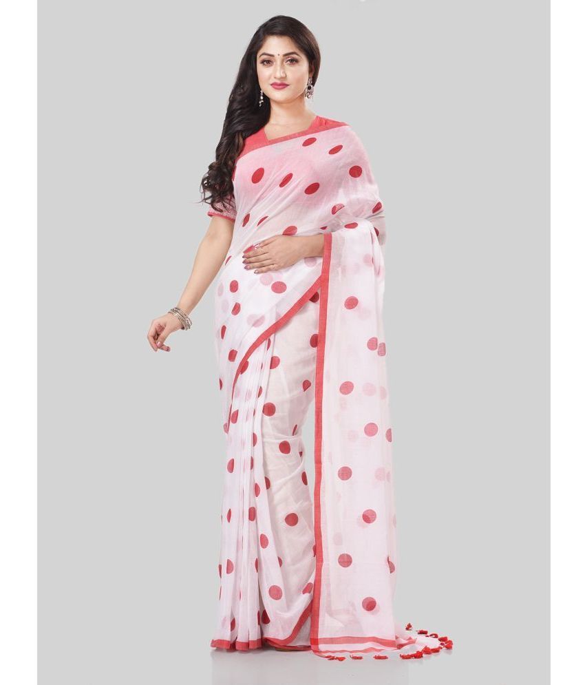     			Desh Bidesh - Red Cotton Saree With Blouse Piece ( Pack of 2 )