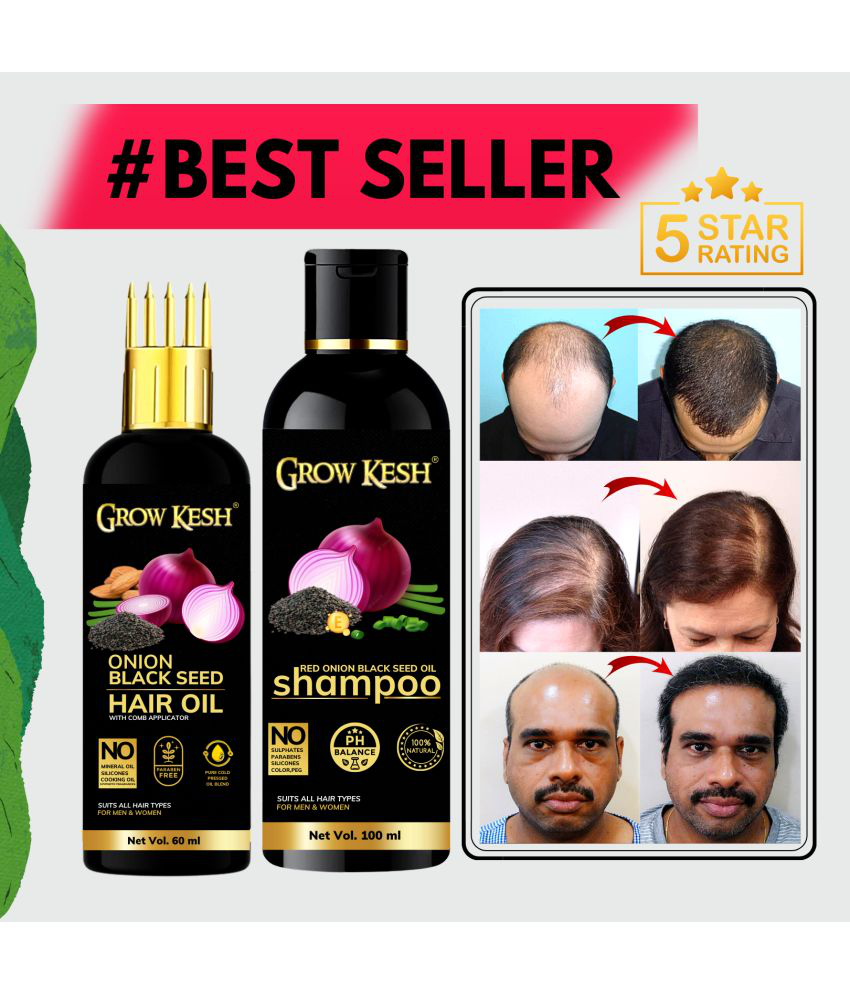 Growkesh Onion Hair Oil for Hair Regrowth and Hair Fall Control with  Blackseed with Comb Applicator and Red Onion Shampoo for Anti-dundruff (Onion  Hair oil,60ml + Onion Shampoo,100ml): Buy Growkesh Onion Hair