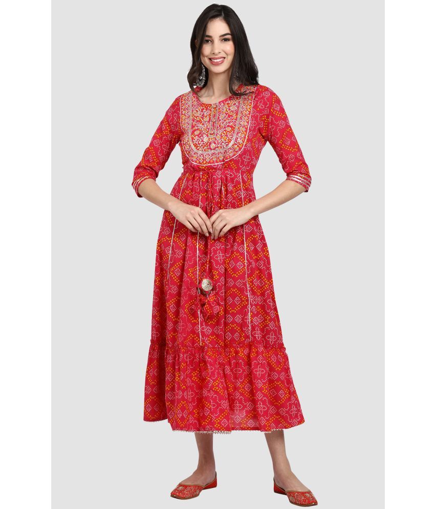     			Rajnandini - Pink 100% Cotton Women's Anarkali Kurti ( Pack of 1 )