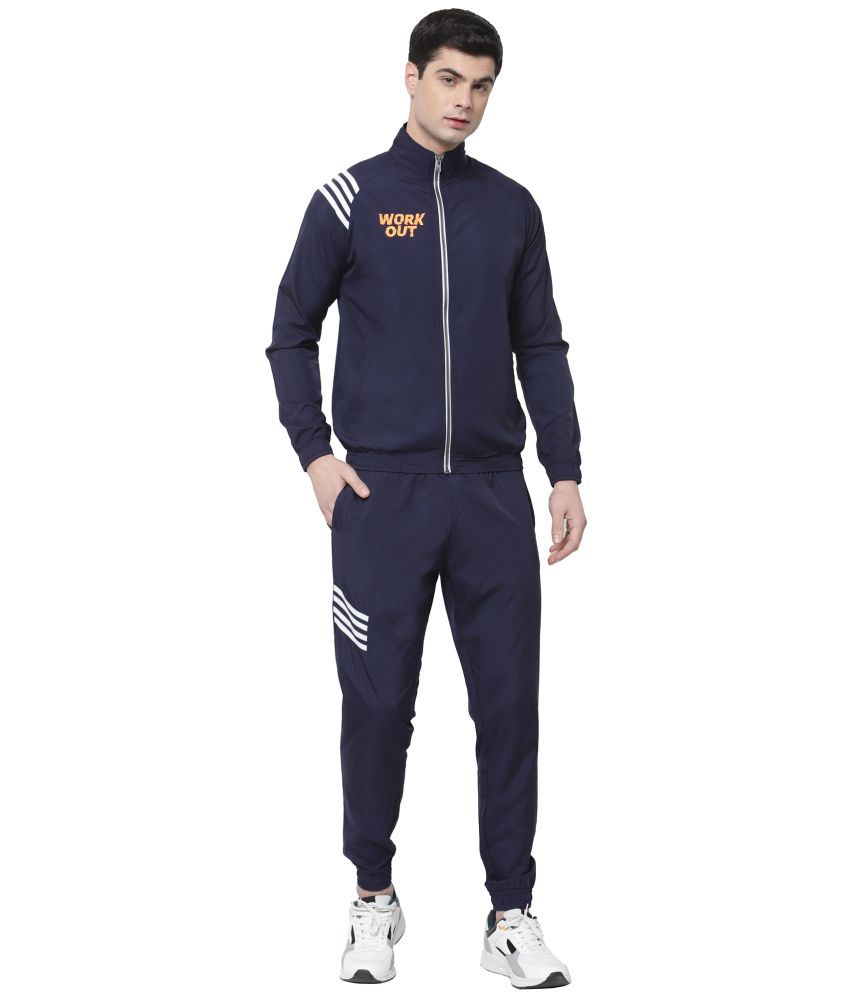 YUUKI - Navy Polyester Regular Fit Striped Men's Sports Tracksuit ( Pack of 1 )