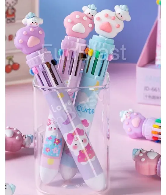 10 In 1 Pens For Kids Ball Pen Set For School & Office-Cartoon Pen For