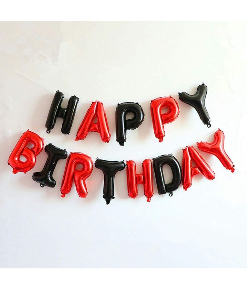     			Kiran Enterprises Happy Birthday Foil Letter Balloon For Birthday Decoration ( Red, Black )