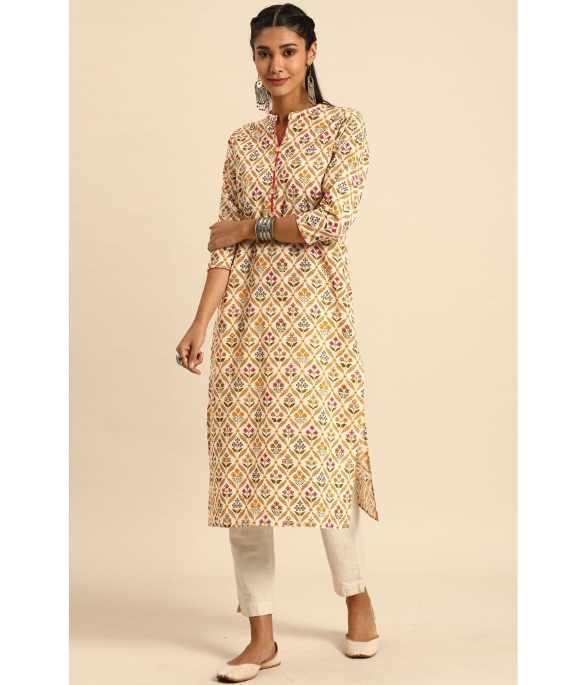     			Rajnandini - Beige 100% Cotton Women's Straight Kurti ( Pack of 1 )