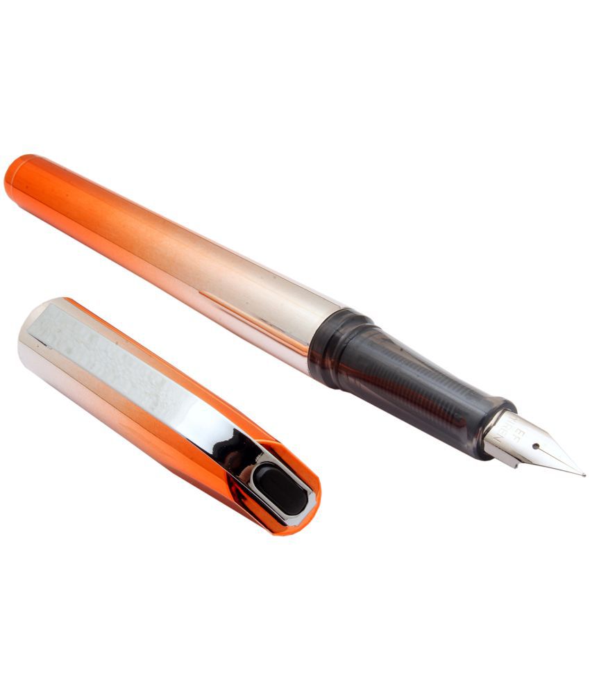     			Srpc Yiren 100 Dual Tone Silver & Orange Fountain Pen With Converter & Cartridges Metal Clip