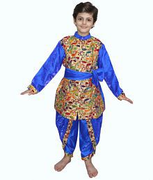Kaku Fancy Dresses Indian State Gujrati Dance Embriodered Sherwani Costume- Blue, 7-8 Years, For Boys