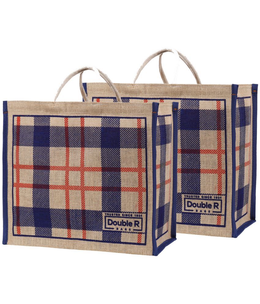     			Double R Bags - Blue Jute Shopping Bag
