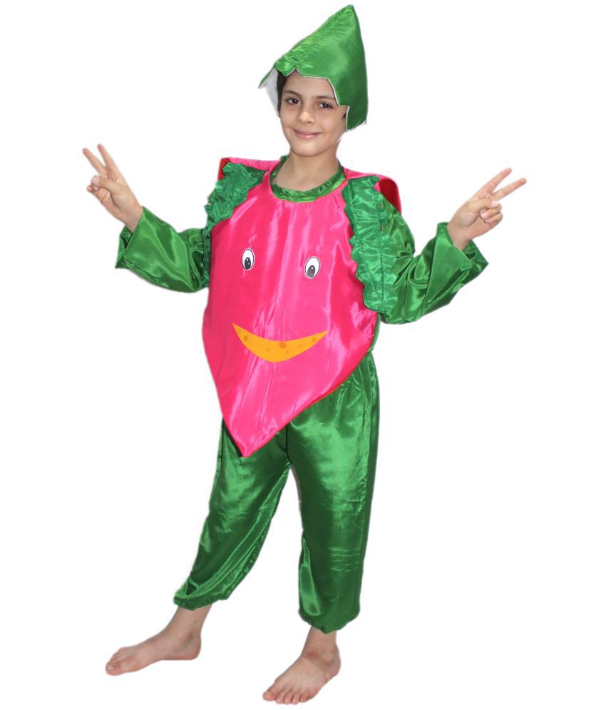     			Kaku Fancy Dresses Onion Vegetables Costume -Magenta & Green, 10-12 Years, for Boys & Girls
