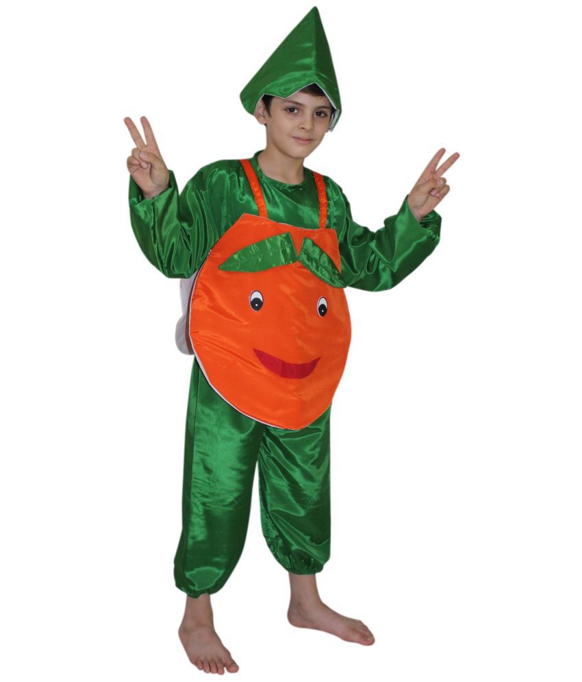     			Kaku Fancy Dresses Orange Fruits Costume -Orange & Green, 10-12 Years, for Boys & Girls