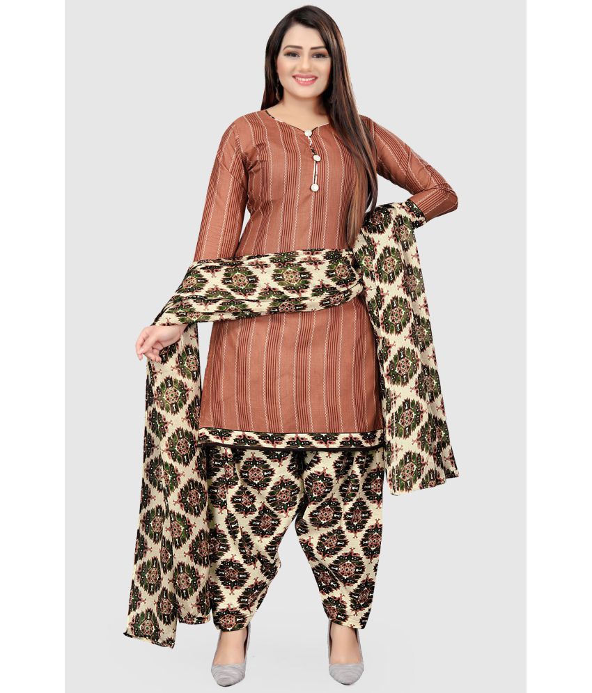     			Rajnandini - Unstitched Brown Cotton Dress Material ( Pack of 1 )