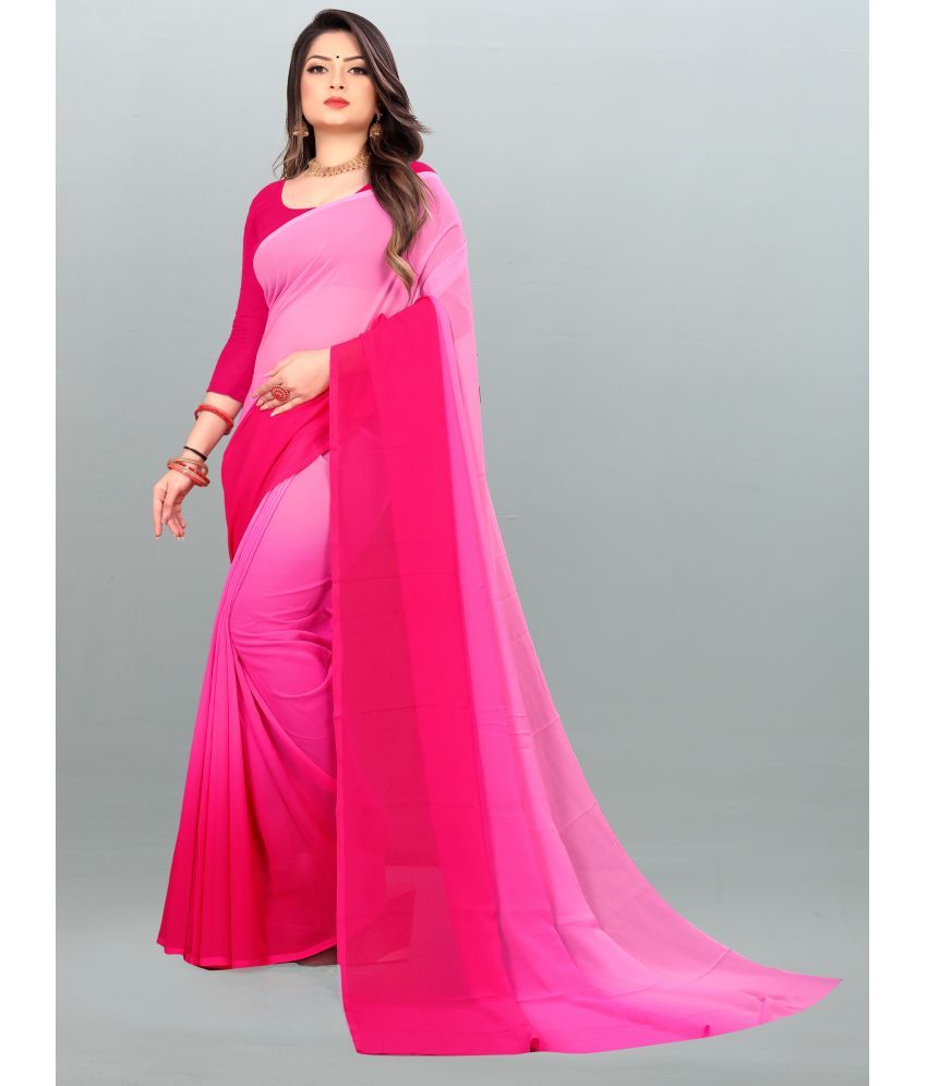     			ANAND SAREES - Pink Georgette Saree With Blouse Piece ( Pack of 1 )